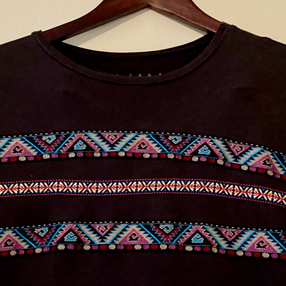Vintage boohooMAN Tribal Knit Rainbow Design Shirt